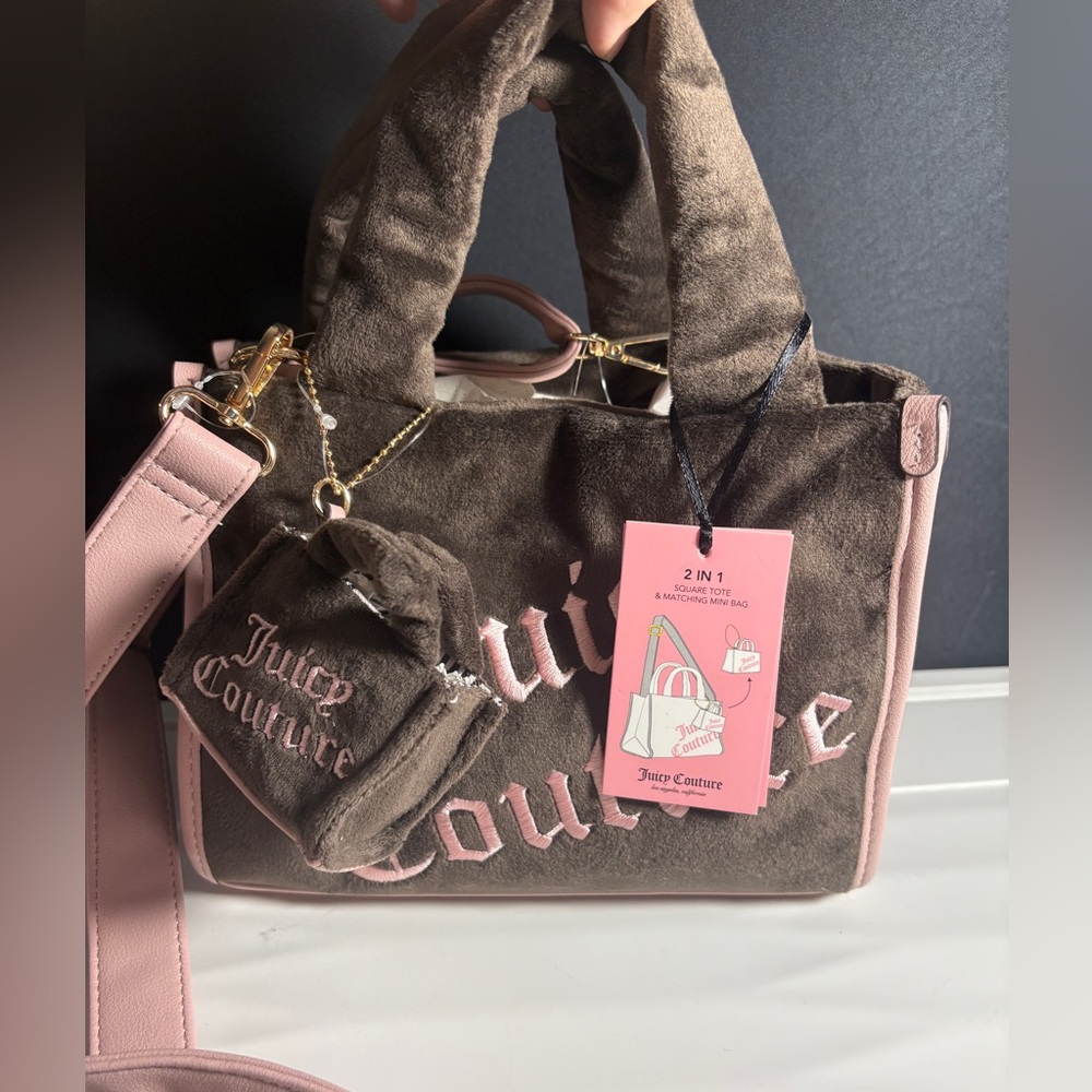 Juicy Couture Brown Chocolate Better Together Mini Bag With Mini Bag Charm NEW